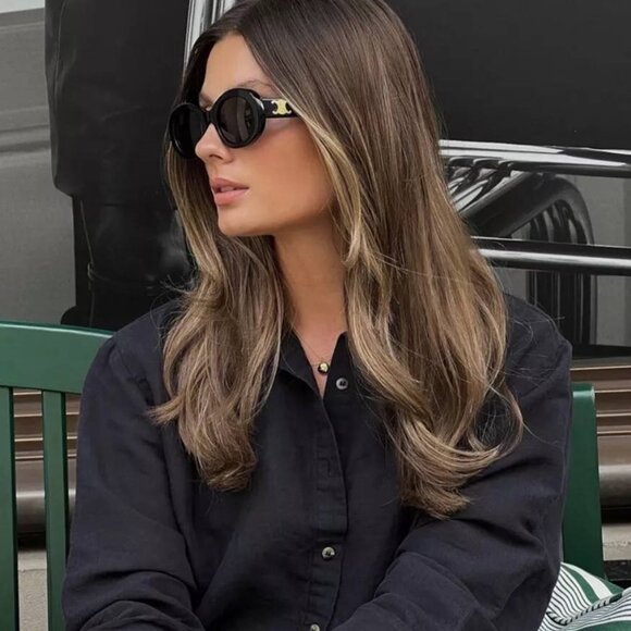 Celine CL40194U 01A Oval Sunglasses - Black/Smoke - Picture 7 of 14